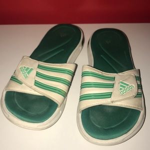Adidas memory foam green slip ons
